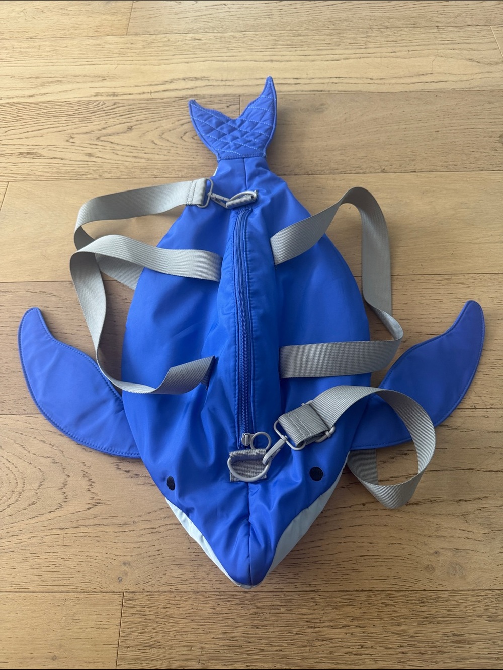 Cat & Jack Royal Blue Shark Swim Bag with Gray Straps
